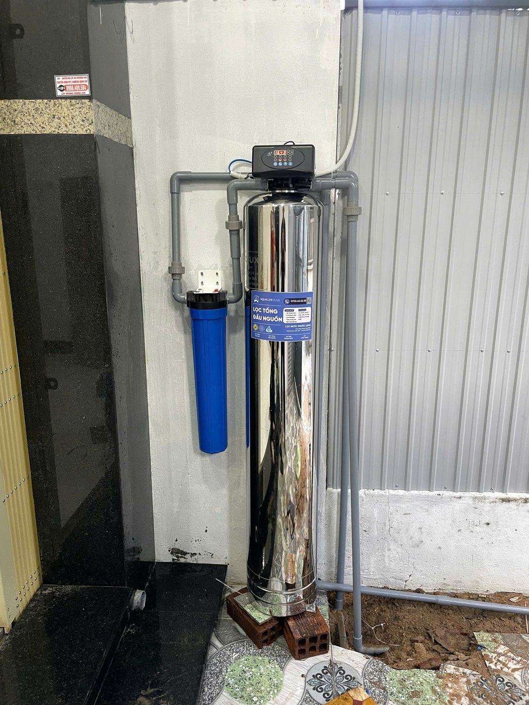 Hệ lọc tổng 1 cột đầu nguồn (bình inox)